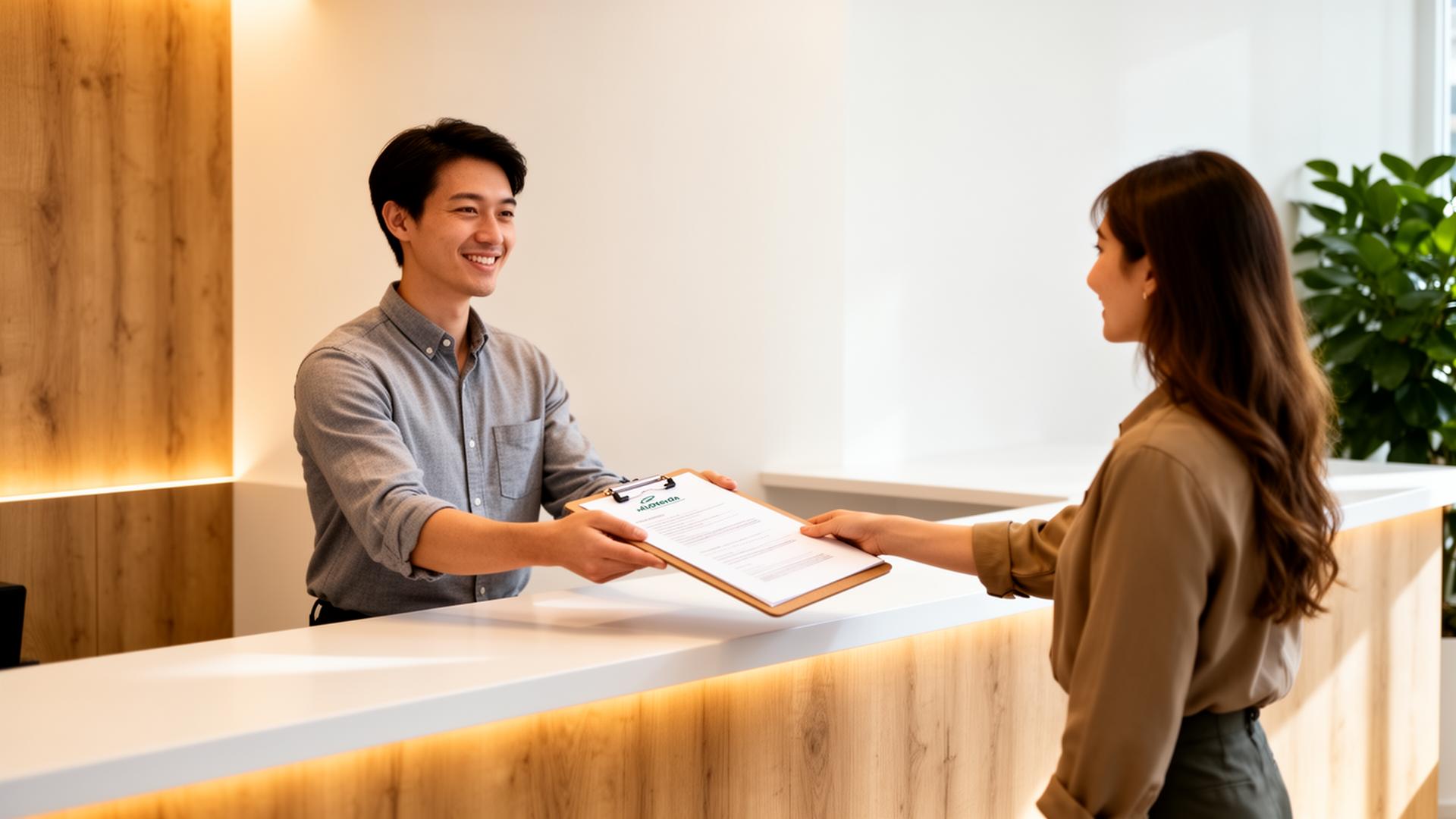 C2C Rental agent completing a rental at the counter