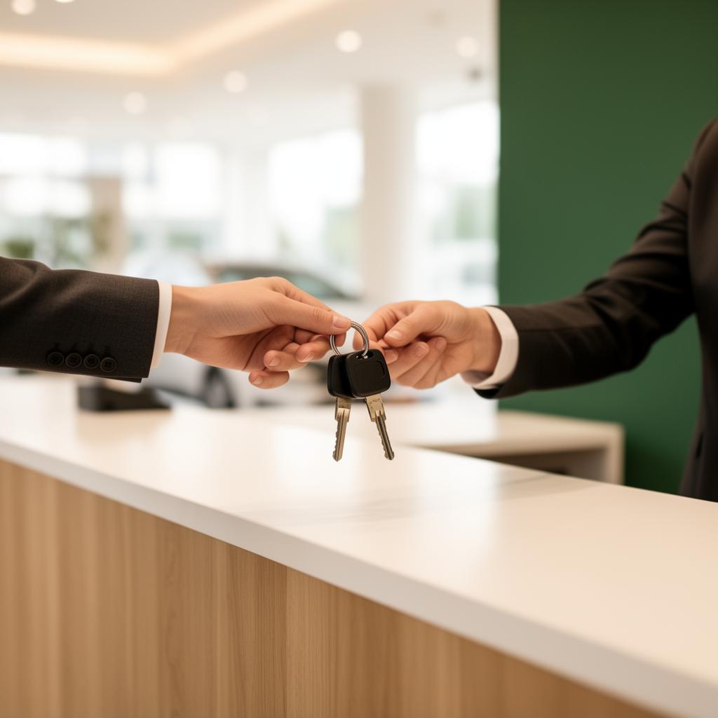C2C Rental staff handing keys to a customer