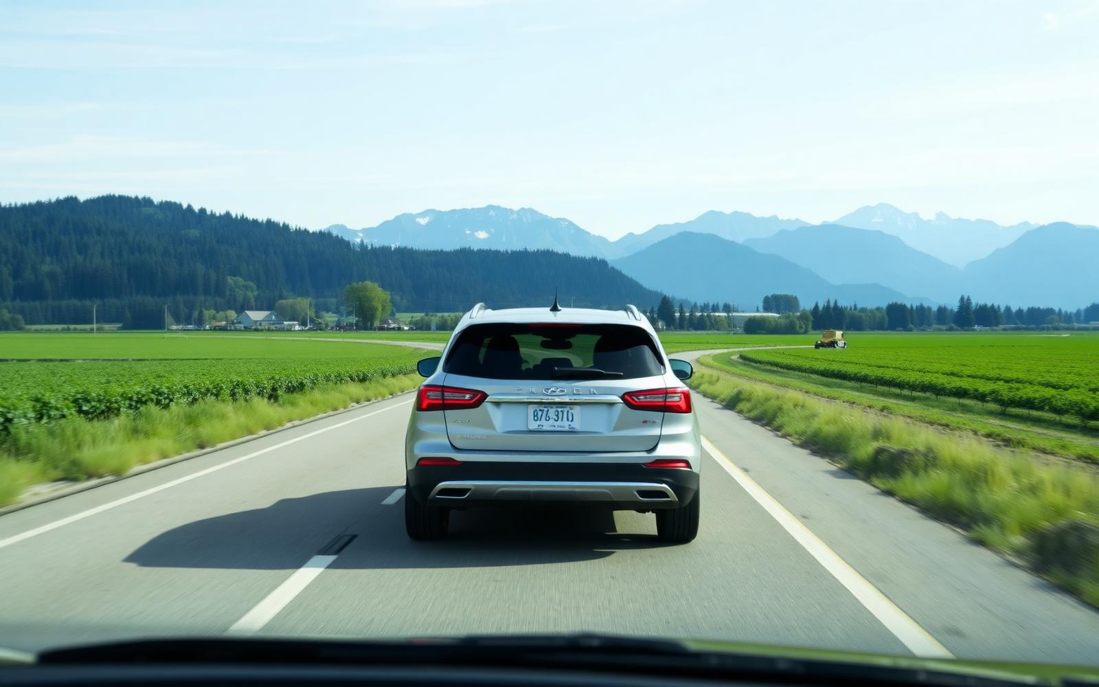 Rental SUV on a Fraser Valley highway